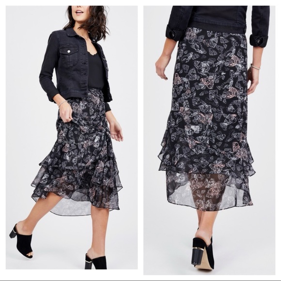 Max Studio Butterfly Printer Midi Skirt Sz S NWT - Picture 1 of 9